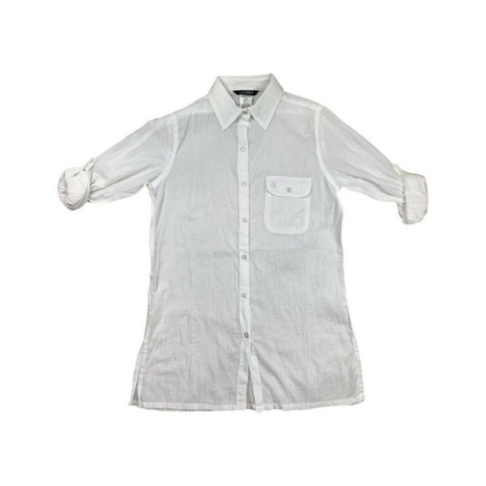 Polo Ralph Lauren Women White ButtonUp Relaxed Top